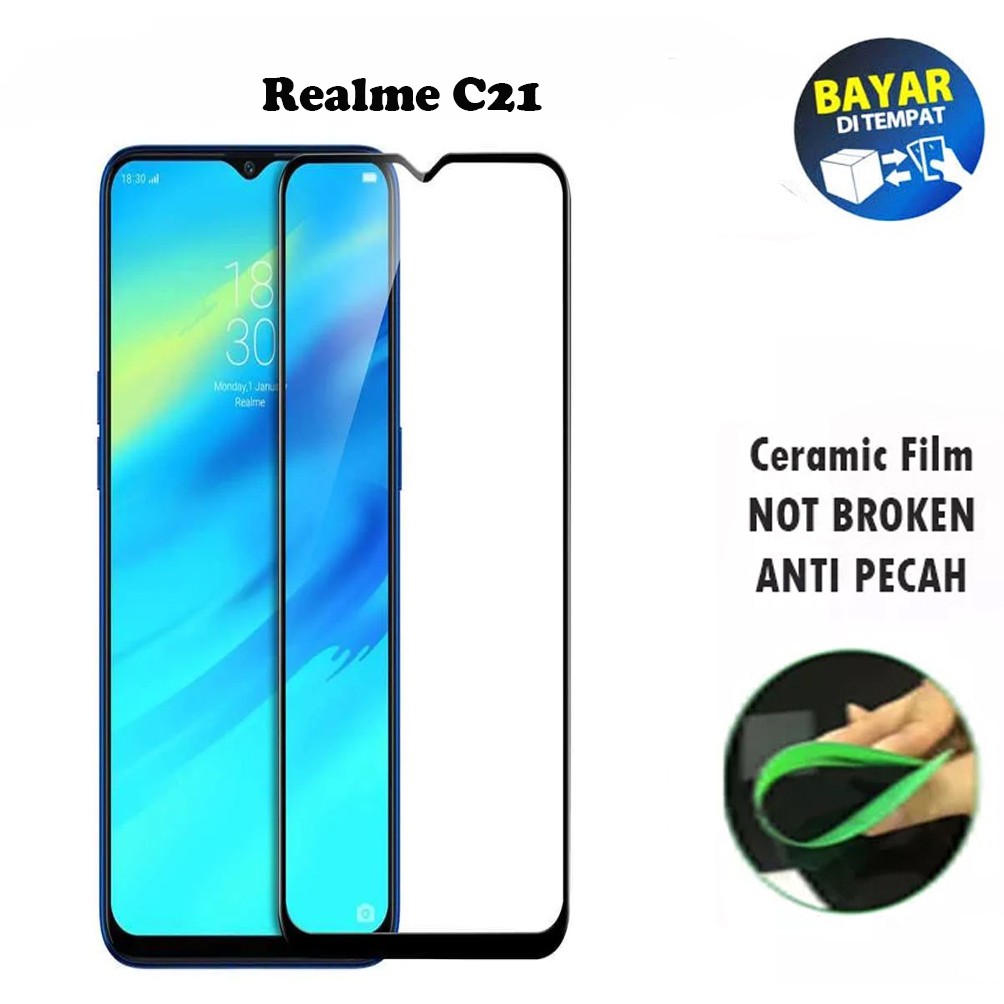 Tempered Glass Realme C21 C21Y FULL COVER FULL SCREEN Ceramic Film Anti Gores