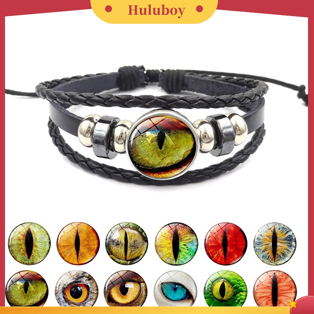 Hu Hu Hu Hu Hu Alat Bantu Pasang Kacamata♡ Gelang Tangan Tali Kepang Banyak Lapis Aksen Mata Binatang Vintage Untuk Unisexpriawanita