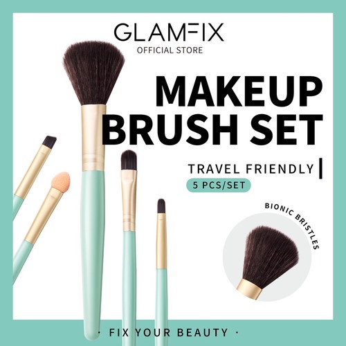 GLAMFIX Excellent Brush Set Lake Blue Make Up 5 Pcs _ Set Kuas Makeup | GLAM FIX Alat Kecantikan Makeup by YOU