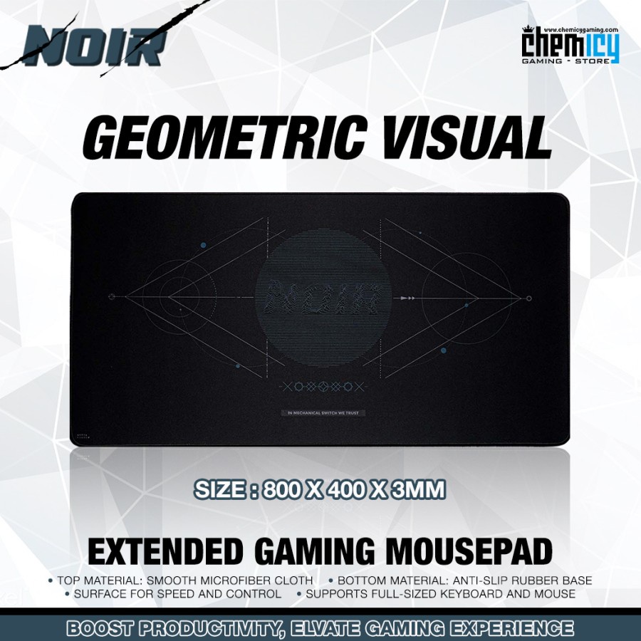 Noir Geometric Visual Deskmat XL Gaming Mousepad