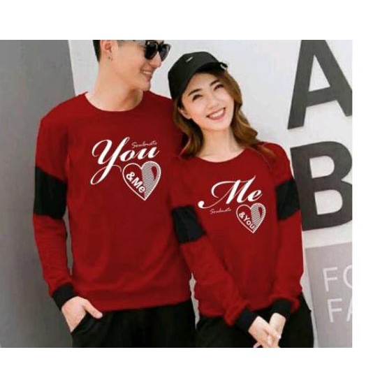 Update Sweater Couple Wanita Pria You Me / Baju Kaos Couple / Sweater Soulmate Lengan Panjang
