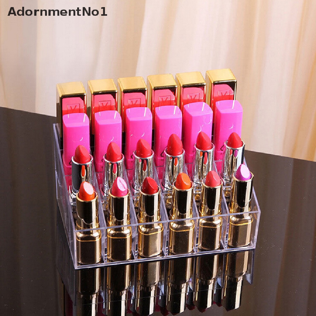 (AdornmentNo1) Rak Display / Organizer Lipstick / Kosmetik / Makeup 24 Slot Bahan Akrilik Bening