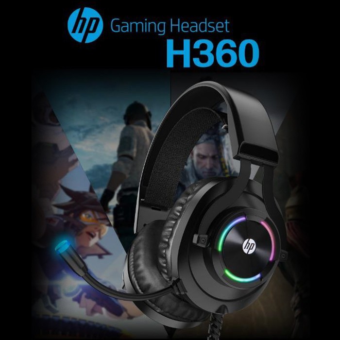 head seadset Gaming HP H360 - RGB LED USB+Jack Wired jak 3,5mm original garansi resmi 1 tahun