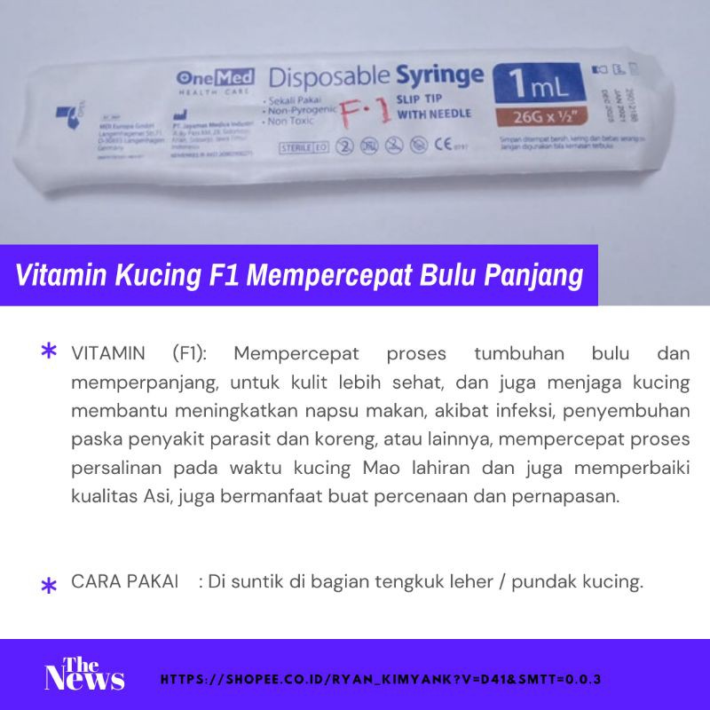Vitamin Kucing F1 Mempercepat Bulu Panjang