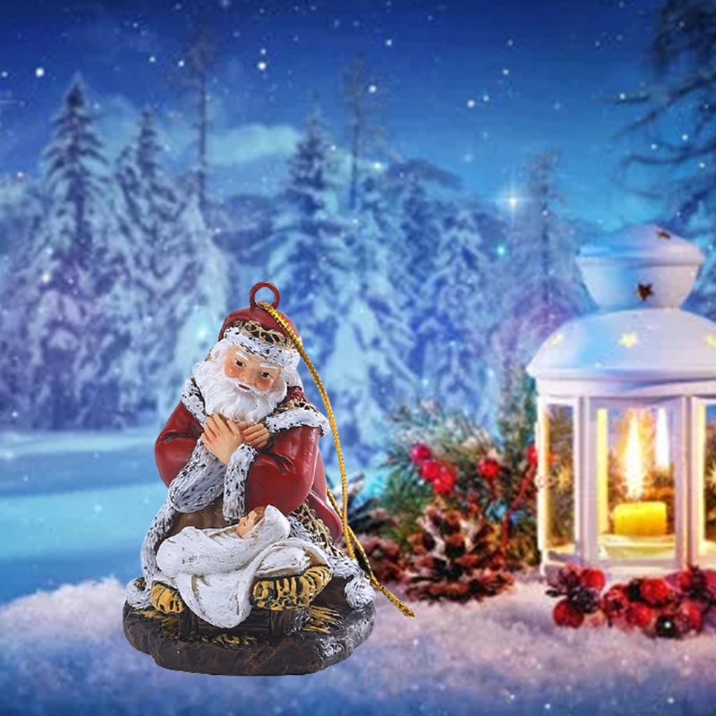 Ornamen Gantung Bentuk Santa Claus Bahan Resin Untuk Dekorasi Pohon Natal