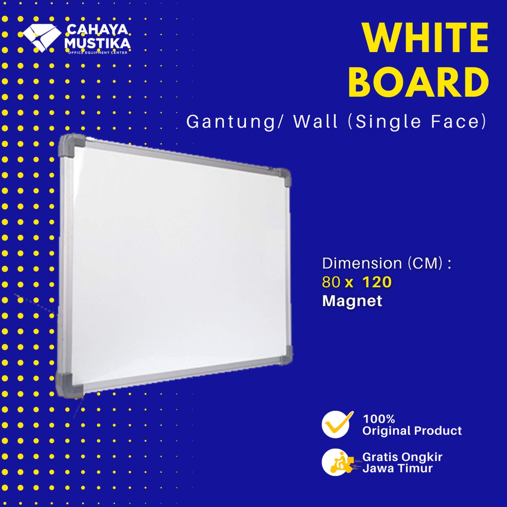 

Jual Papan Tulis Di Malang Whiteboard GH Gantung Magnet Uk 80x120 cm