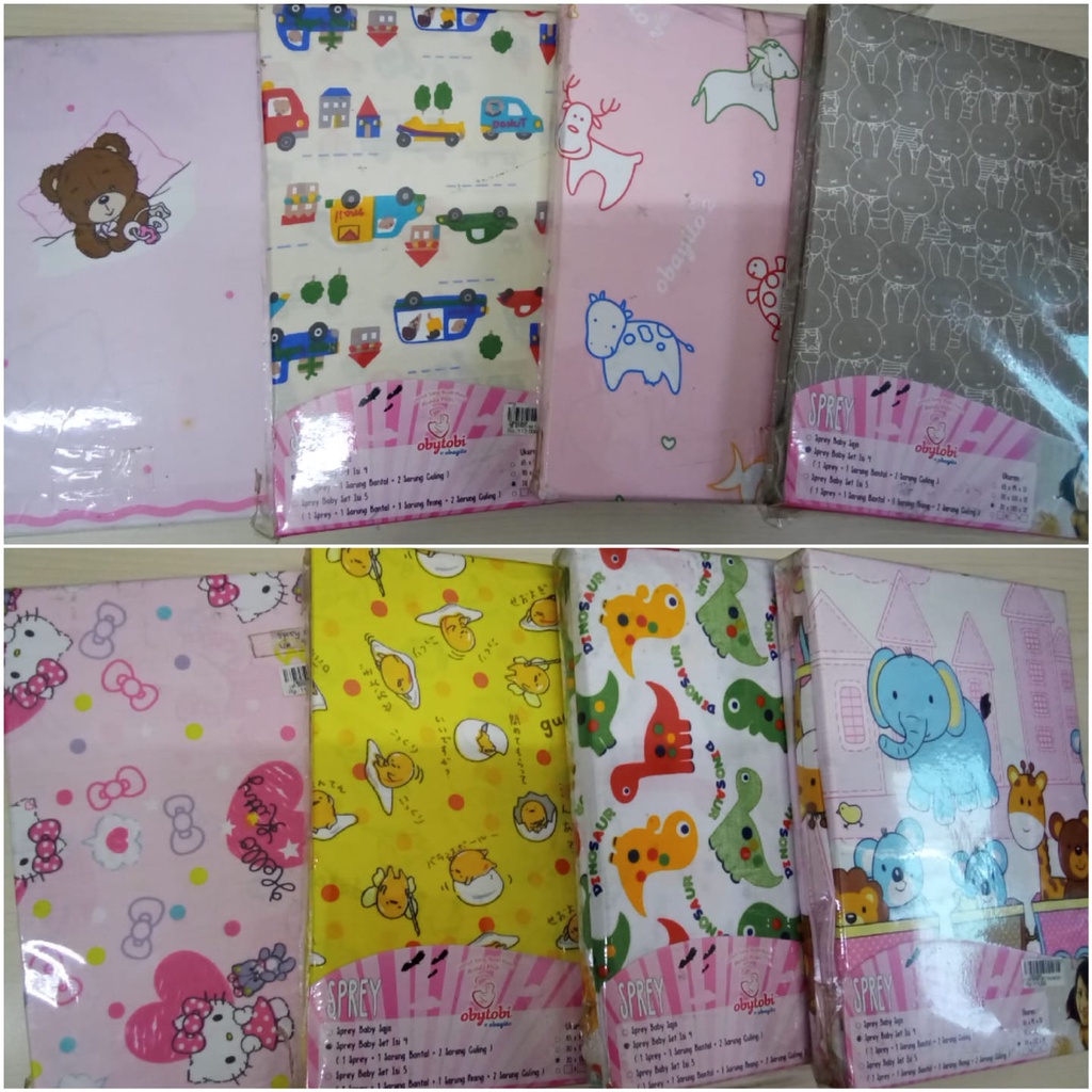 Obytobi by Obayito SPREY SET Baby uk 130x70x12 cm - Sprei + Sarung Bantal dan 2 Sarung Guling Bayi - SNI