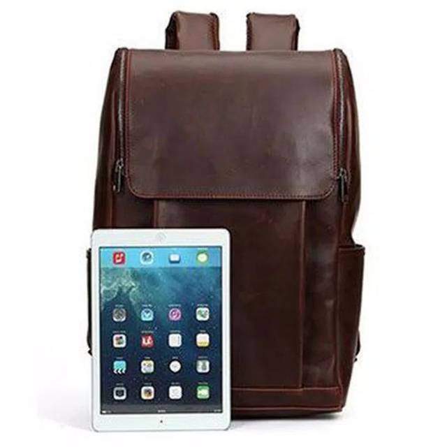 Tas Ransel Laptop Pria Wanita Kulit Import-Coklat