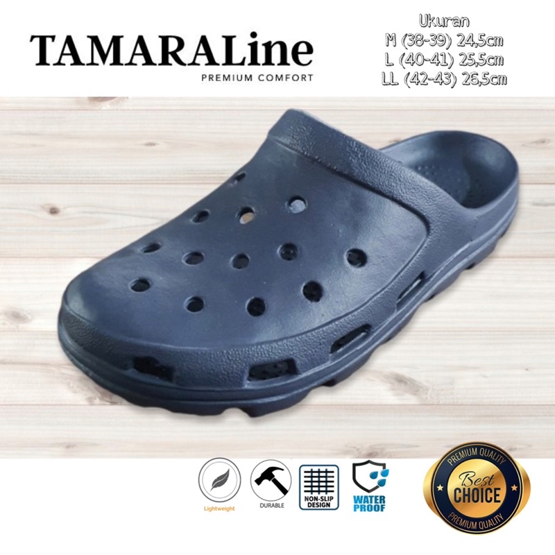 Sepatu Sandal Selop Slide Slip on Karet Pria Dewasa / Remaja - TAMARALINE 205 / Bahan Premium Lentur Empuk Ringan Kuat Anti Slip Anti Air / Model Sporty Santai Rumah Kerja Outdoor Kamar Mandi  Murah Original