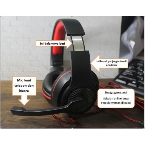 HGM-011 SOHA Headphones Bando Gaming / Headset Smartphone &amp; Free Splitter Aux / earphone St