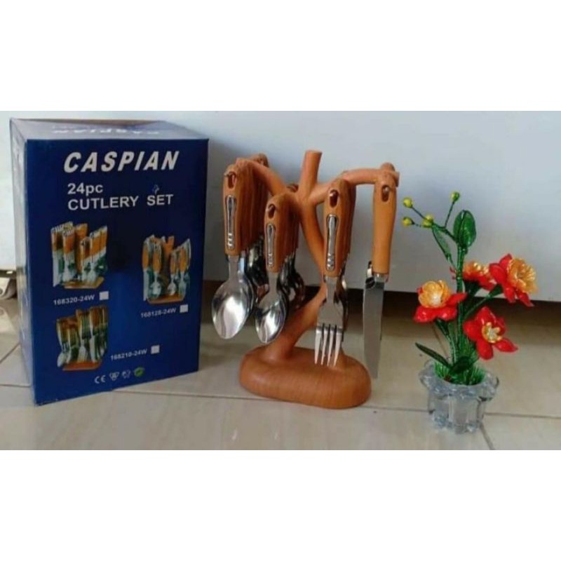 SENDOK POHON MOTIF KAYU CASPIAN 24PCS BERKUALITAS