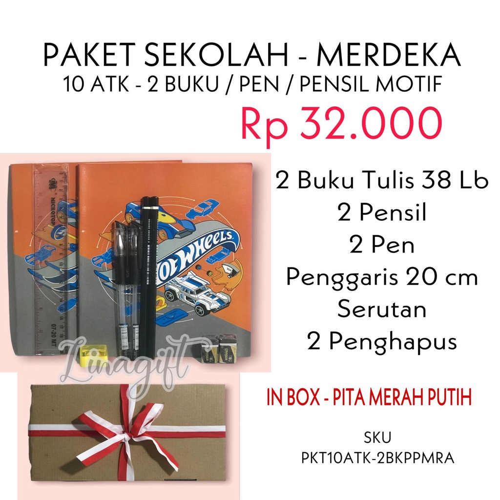 PAKET MERDEKA - HADIAH LOMBA 17 AGUSTUS DIRGAHAYU HUT RI / ALAT TULIS SEKOLAH LENGKAP