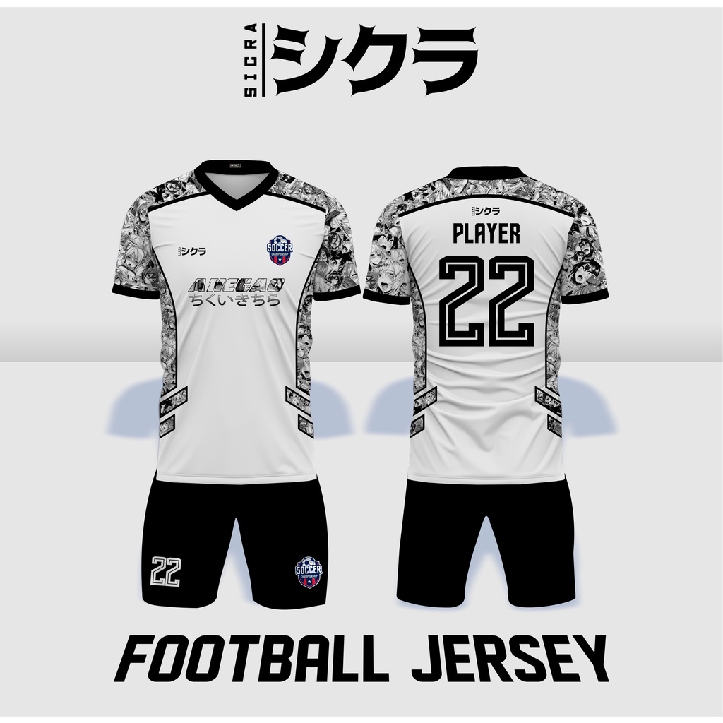 Jersey Futsal Sepak Bola Motif Songket Corak Jepang Manga Ahegao Printing Satu Set Jersey & Celana |