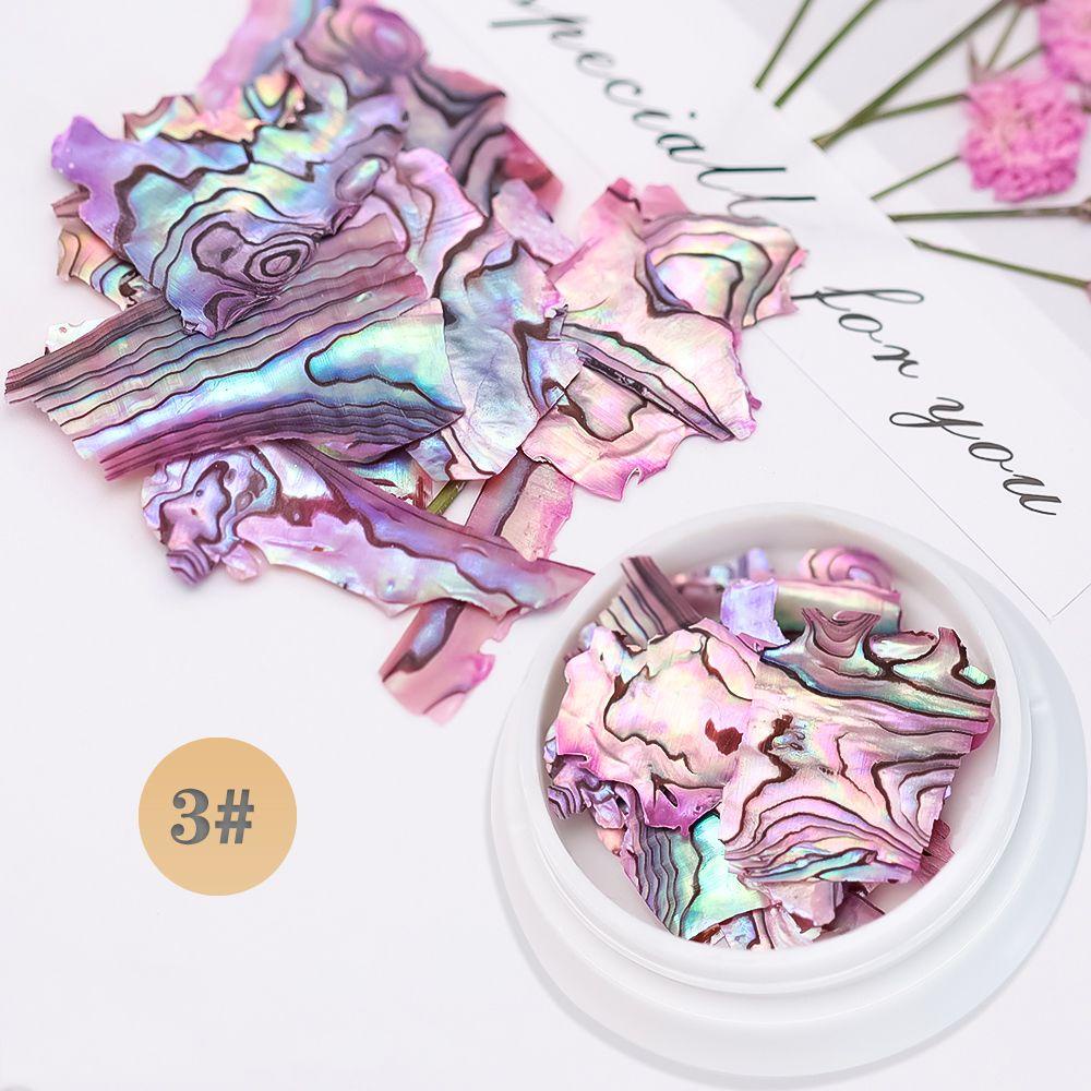 R-flower Nails Abalone Shell Slice Berlian Imitasi Alami Kerang Laut Tekstur 3D