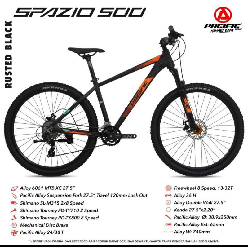 Sepeda Gunung MTB 26 inch Pacific Spazio 500 Alloy 8 Speed Double Disc