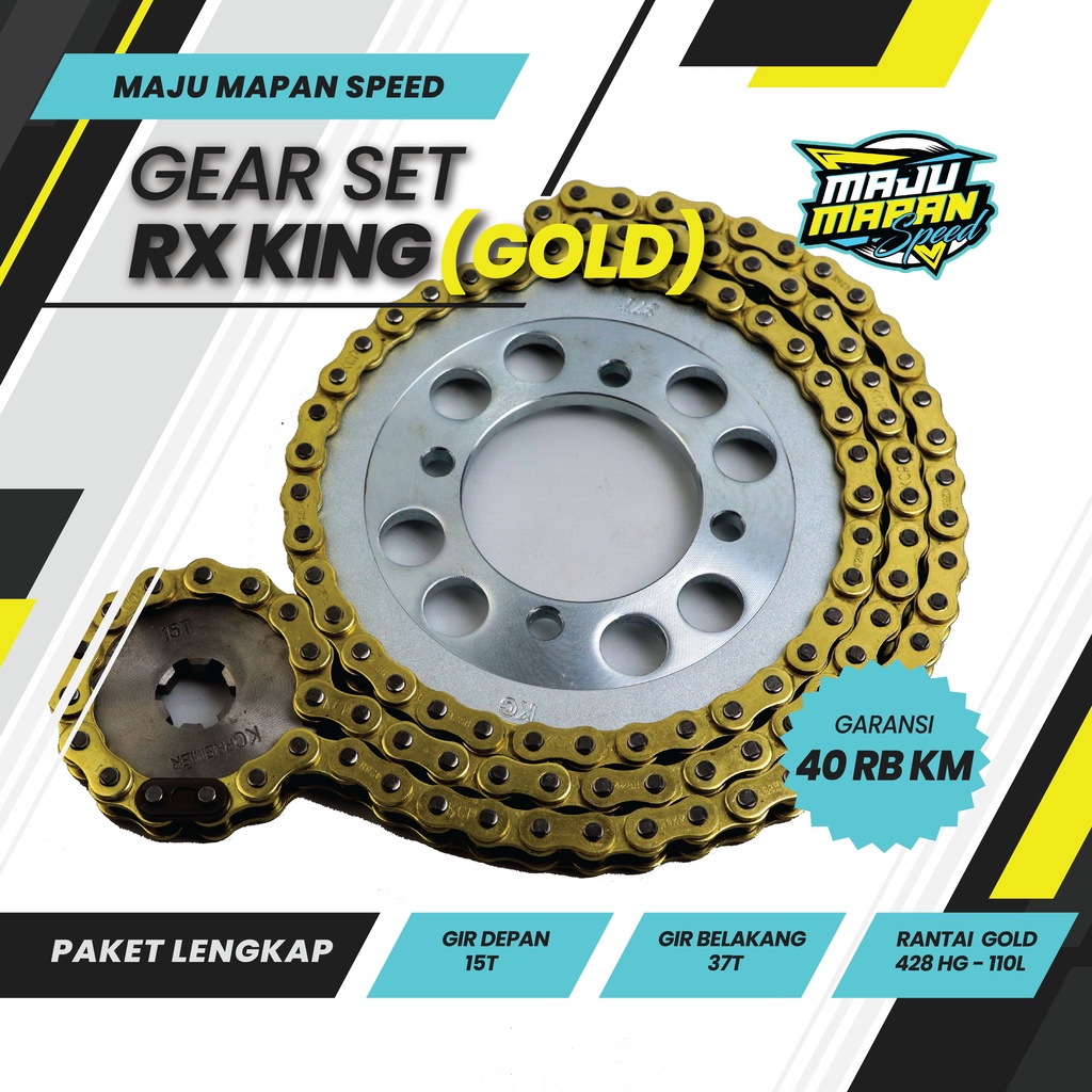 Jual GEAR SET/GIR SET/GEAR PAKET/GIR PAKET RX KING (GOLD) 15T37T 428HG