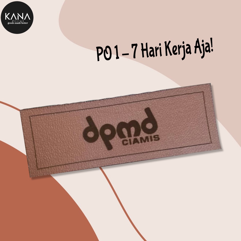 [KANA design] Label Kulit Sintetis Coklat Custom / Label Hijab Kulit / Label hijab custom / label ba