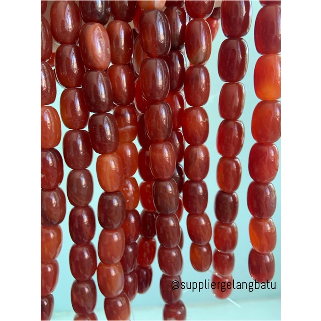 batu alam Penden tabung carnelian orange manau 2 x 1,5 cm kalimantan