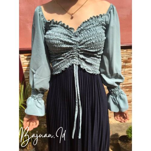 M-XXXXL Atasan Laura Big Size Atasan Sabrina Jumbo Baju Wanita Jumbo Crop Top