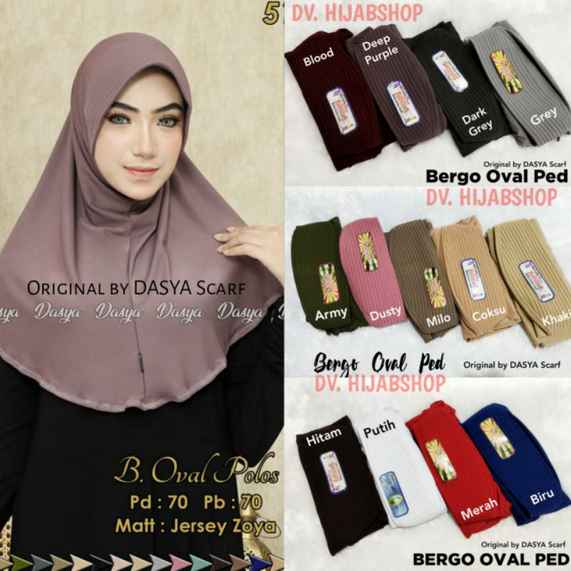 Ecer BERGO OVAL PED DASYA / Hijab Instan Pet OVAL DASYA