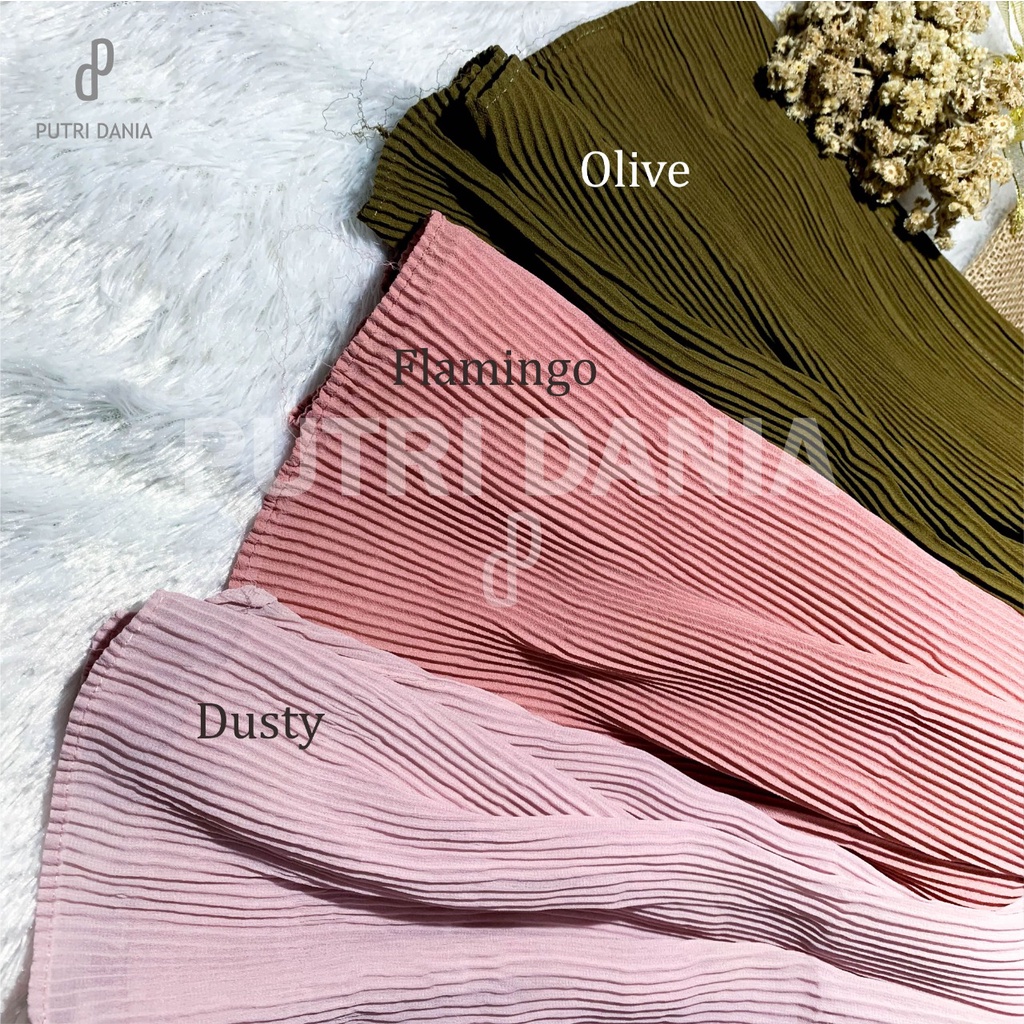 Putri Dania Pashmina Plisket LIDI Full Ceruty Babydoll Armani PREMIUM ukuran 180x75cm