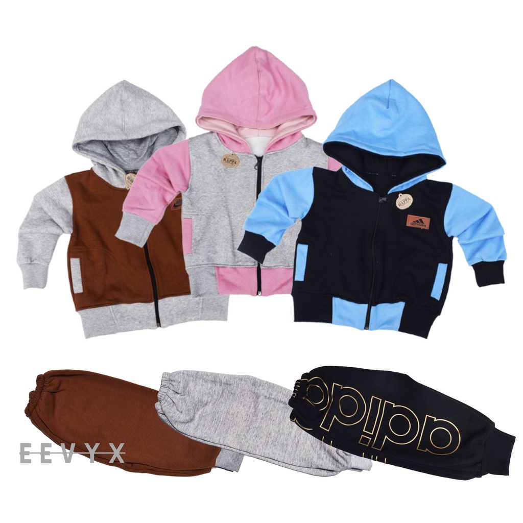 Setelan Jaket Anak Cowok Usia 1-2 tahun / Setelan Jaket Anak Cewek 9bulan-24bulan / Setelan Jaket bayi / Setelan / Jaket Anak / Switer Anak / Eevyx Store