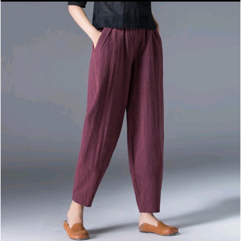 BLOSSOME PANTS CELANA LINEN QILLA  BAGGY PANTS HAREM PANTS