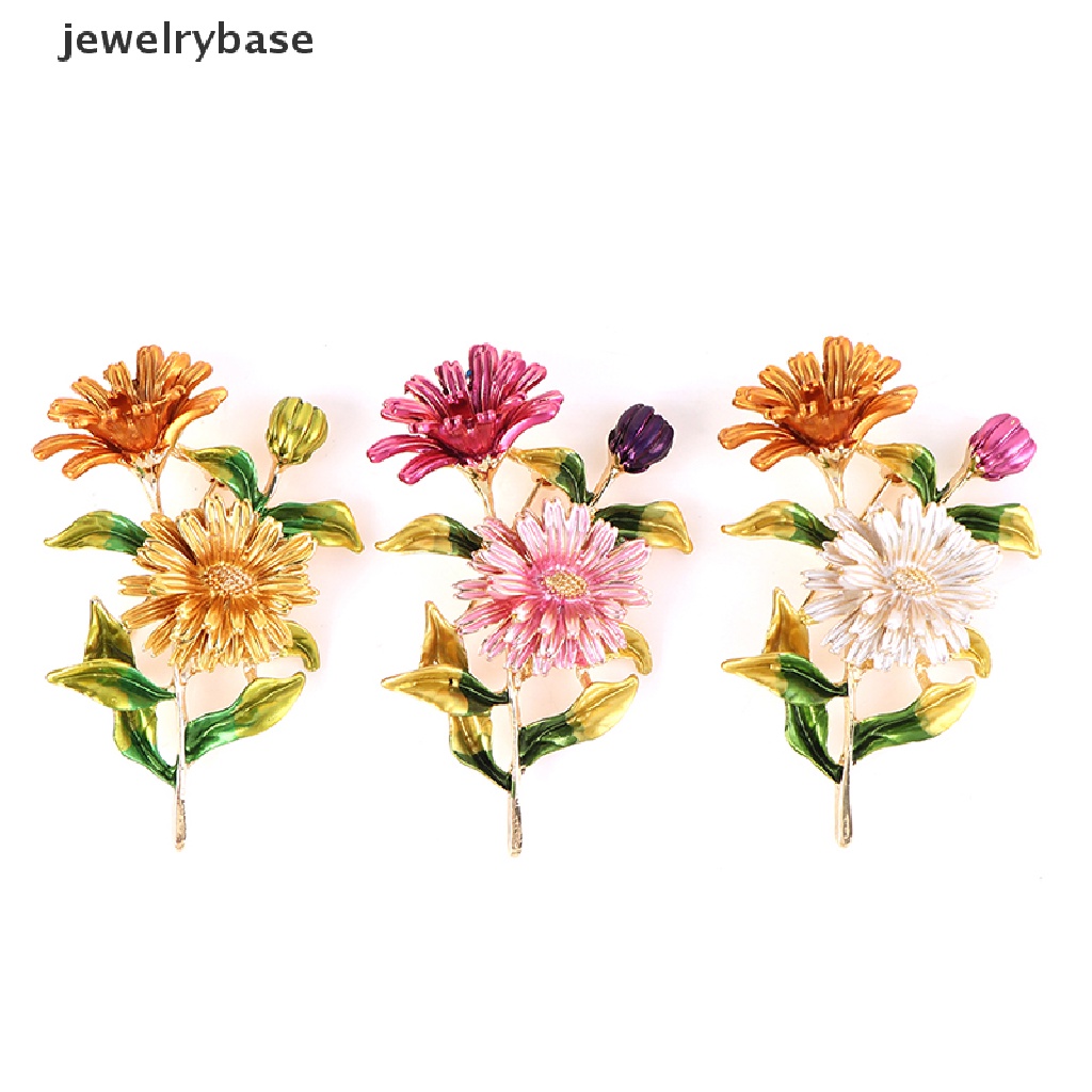 1pc Bros Pin Enamel Bentuk Bunga Daisy Untuk Wanita