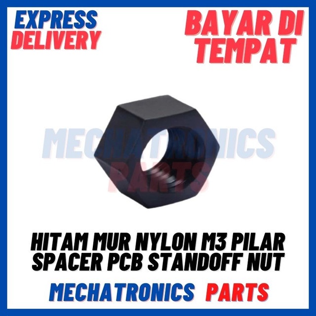 [DEV-9497] HITAM MUR NYLON M3 PILAR SPACER PCB M3 STANDOFF NUT M3 MM NILON