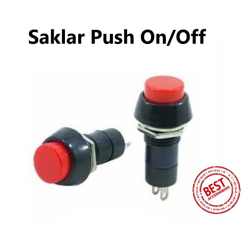 Push On Off TOGGLE Button Switch Saklar Tombol Bulat Warna 2 Kaki PIN