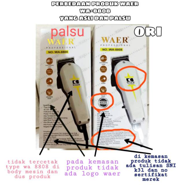 Hair Clipper Waer WA-8808 ORIGINAL - Alat Cukur Rambut Listrik Waer 8808 ORIGINAL