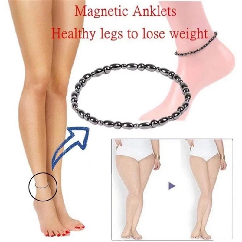 1 Pc Gelang Kaki Batu Hitam Magnetik Penurunan Berat Badan Untuk Pria Dan Wanita