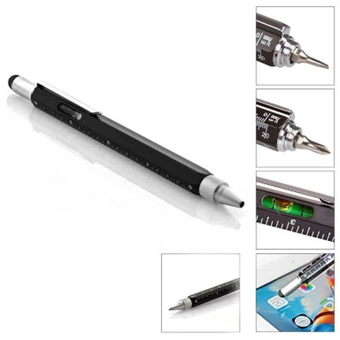 Stylus Pen 6 in 1 Metal Multitool Screwdriver Ruler Spirit Level