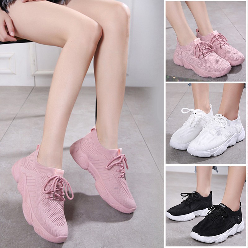 Wanita Sepatu bertali mesh flat sneakers
