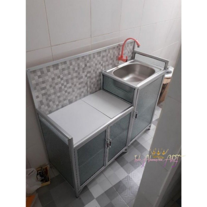 Rak Dapur Meja Wastafel Bahan Alumunium Kaca