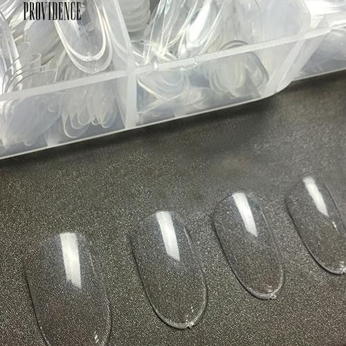 500 Pcs Batal Oval Penutup Penuh Kuku Palsu DIY Nail Art Transparan Tips Palsu Kuku