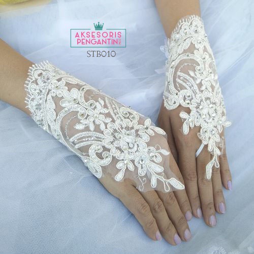 [BISA COD] SARUNG TANGAN RENDA FINGERLESS AKSESORIS PENGANTIN LACE STB010