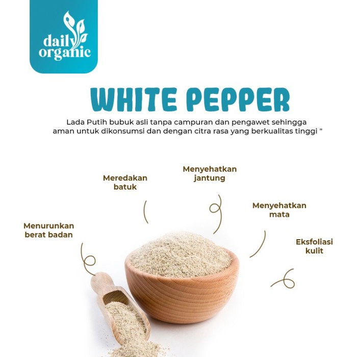 Lada Putih Bubuk - White Pepper Premium - Merica Premium Daily Organic