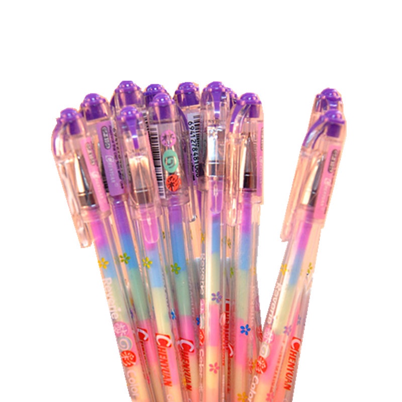 6 In 1 Pen Cat Air Fluorescent Multi Warna Pelangi Untuk Dekorasi Album Foto / Graffiti DIY