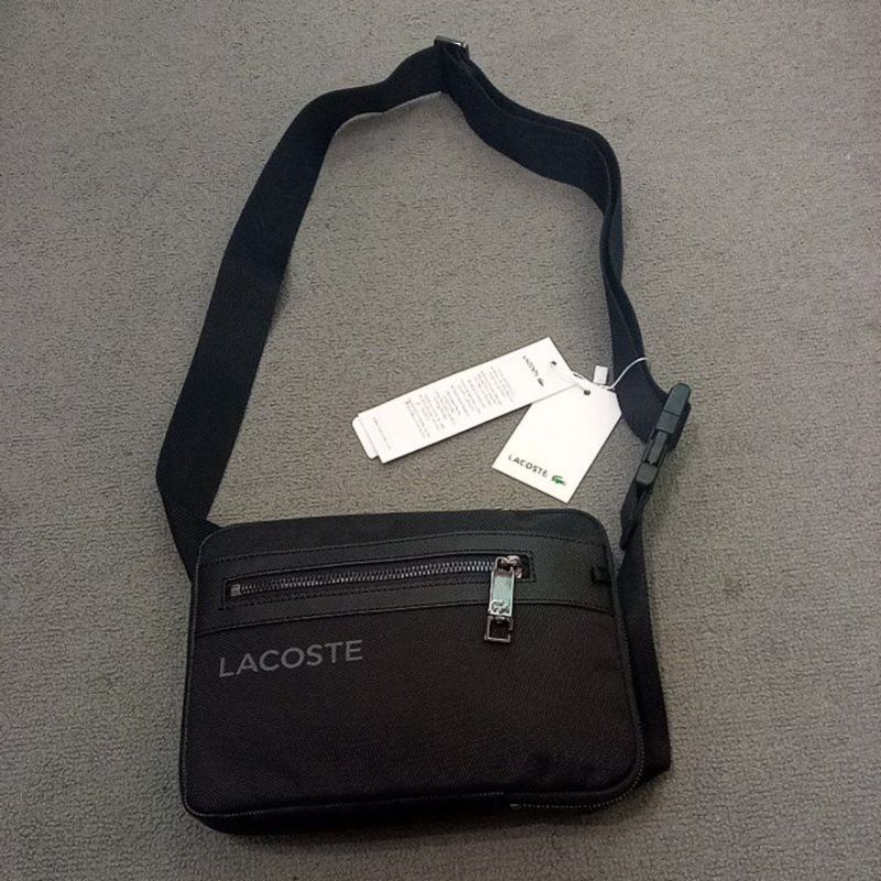 Tas Selempang -  Waistbag pria Lacoste original - Black BIG SALE