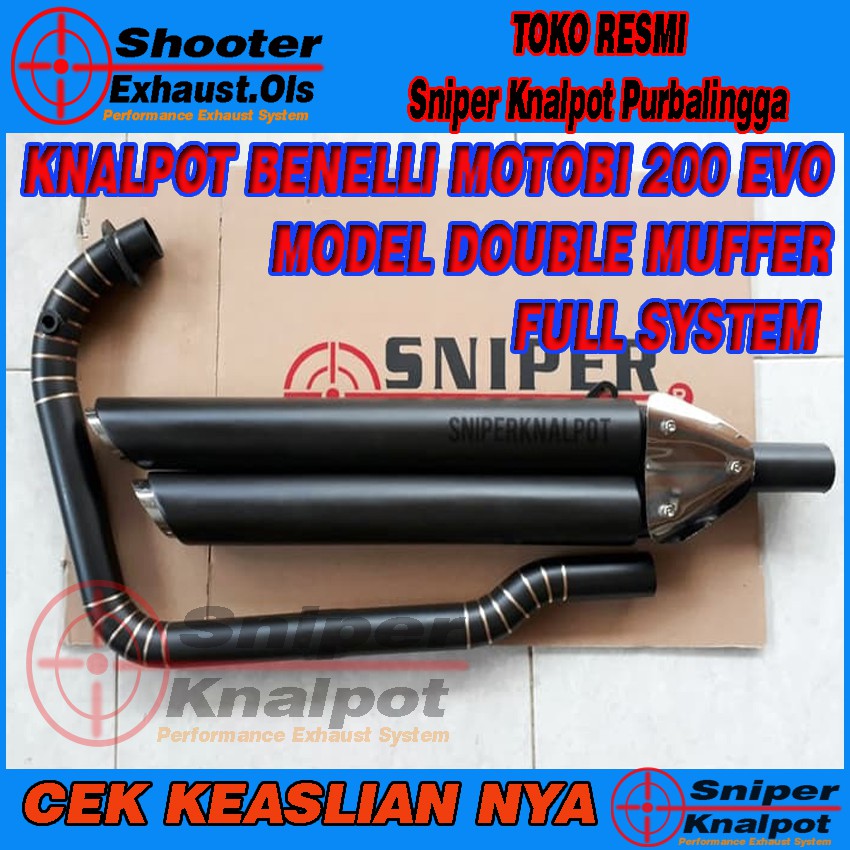 Knalpot Benelli motobi 200 evo Double Vanness header cacing