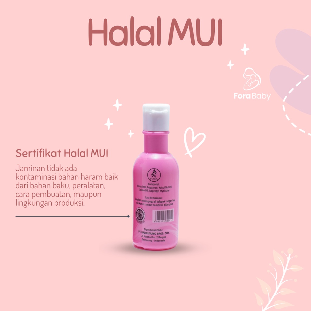 Minyak Kemiri Plus Jojoba Oil FORA Kemiri Penyubur Penumbuh Rambut Bayi Anak Balita 65 ml / Fora Nature Hair Growth Vitamin