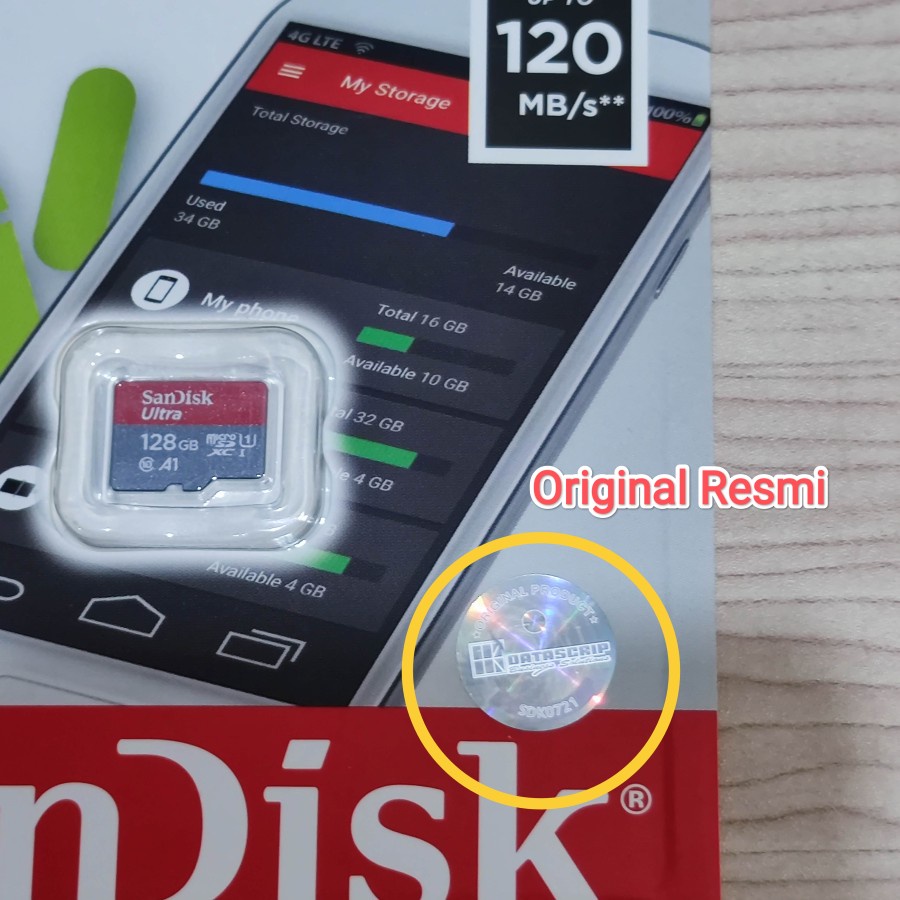 MicroSD SanDisk Ultra 512GB A1 Memory Card 512 GB Class 10 Micro SD 120MB/S MicroSDXC Kartu Memori