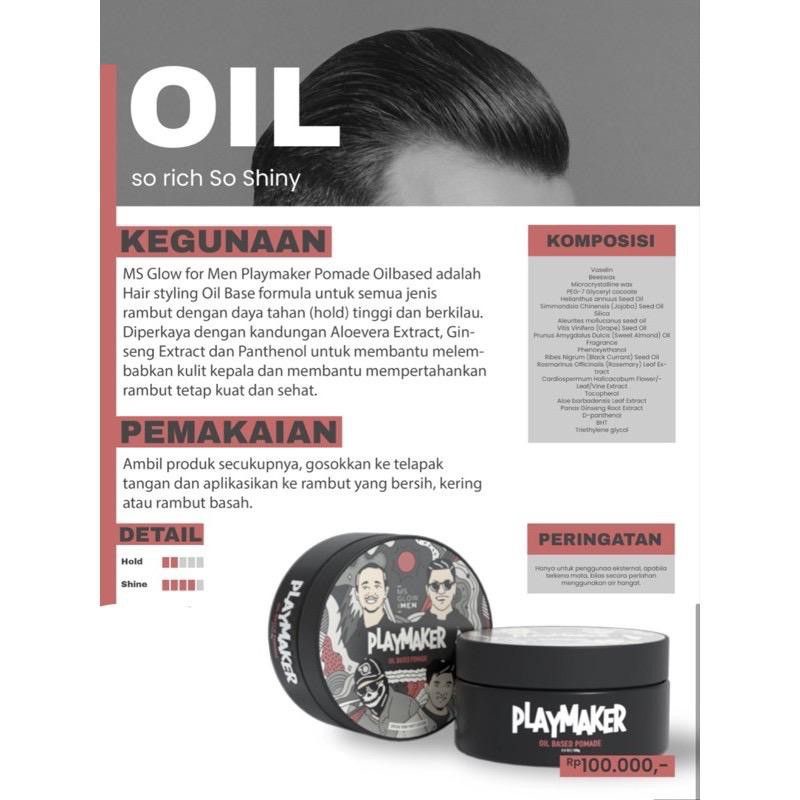 MS Glow for men Pomade playmaker 100% original (bisa cod)