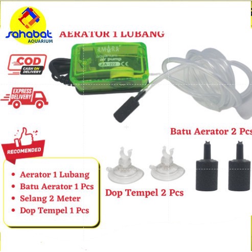 PAKET AERATOR AIRATOR GELEMBUNG UDARA 1 LUBANG 2 CABANG AQUARIUM - Amara