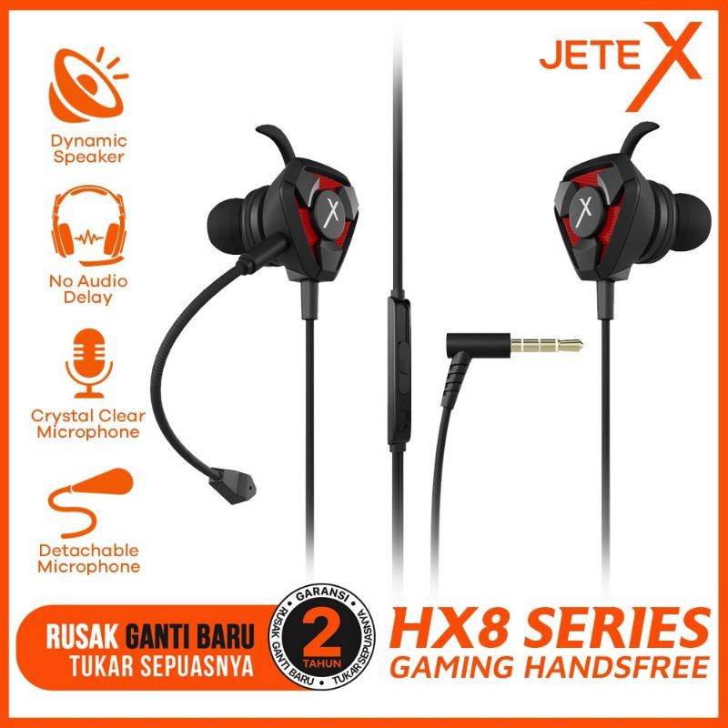 JETE X Earphone Gaming HX8 with Usb Audio Controller and Mic - Garansi 2 Tahun