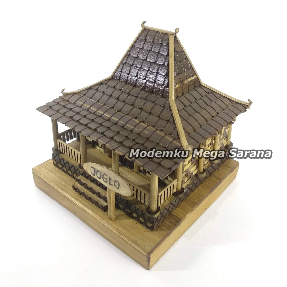 Miniatur Rumah Adat Jawa Tengah / Joglo dari bambu - 12x15x10 cm