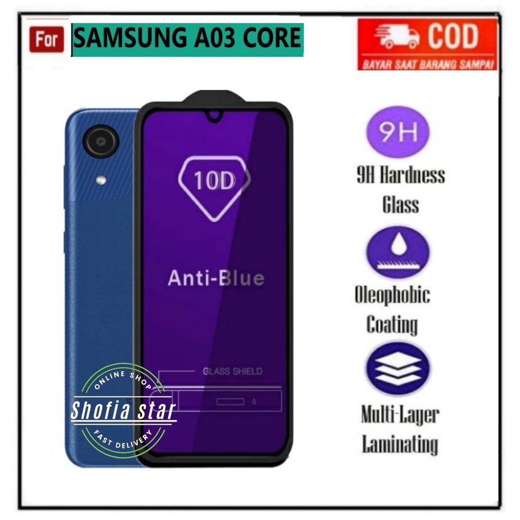 TEMPERED GLASS BLUE LIGHT SAMSUNG A03 CORE SAMSUNG A03 TG LAYAR ANTI RADIASI KACA FULL COVER