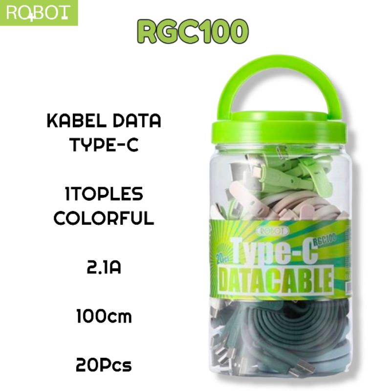 Kabel Data iPhone Type-C Micro USB ROBOT RGM100 RGL100 RGC100 1 Toples isi 20pcs