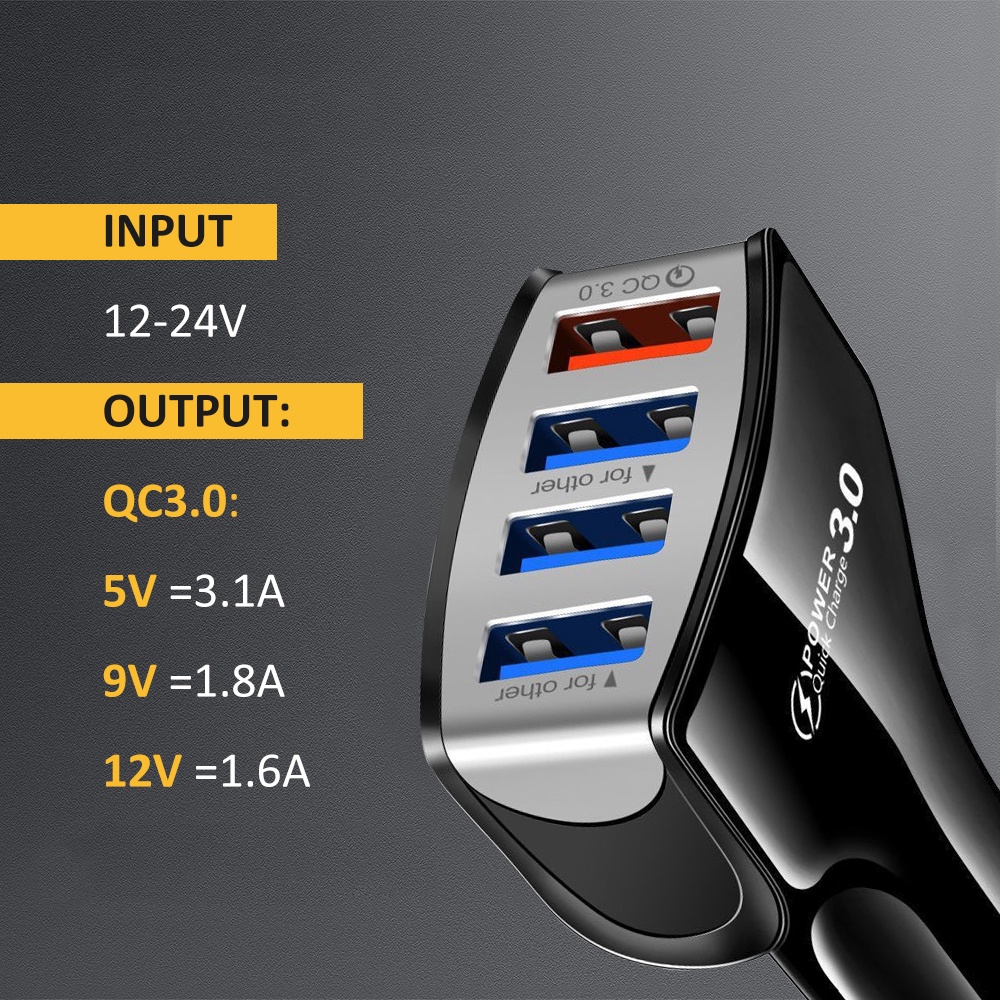 QC3.0 lighter car charging 4 port USB 3.1A Mobeo